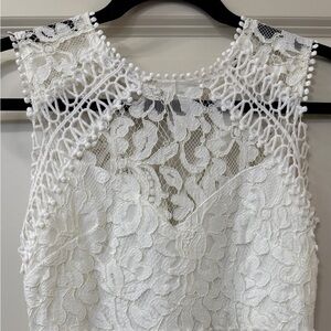 Bridal Elegant White Lace Sleeveless Dress